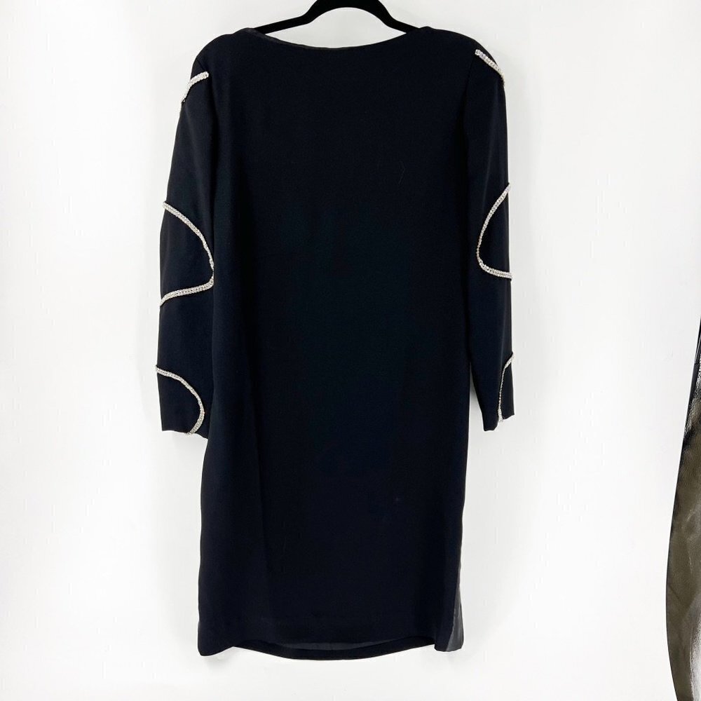 ✅ PIERRE BALMAIN Crystal Embellished BLACK Dress SIZE‎ LARGE WEDDING FORMAL